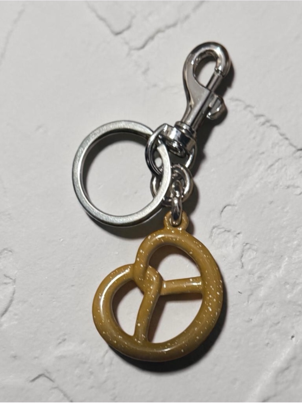 Glossy Pretzel Keychain Charm in brown